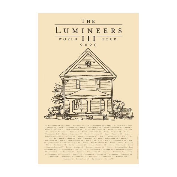 The Lumineers 2020 World Tour Poster